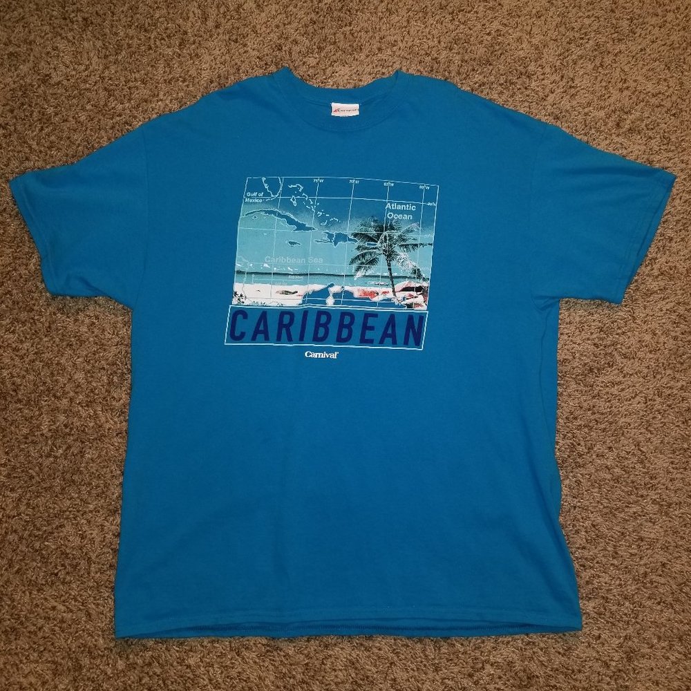 Carnival Caribbean Map Blue Graphic T Shirt